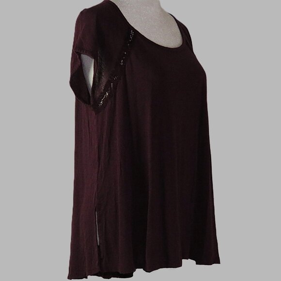 Chloe K Women's Pullover Cap Sleeve Blouse with Laced Back Size M (C422) - Picture 3 of 6